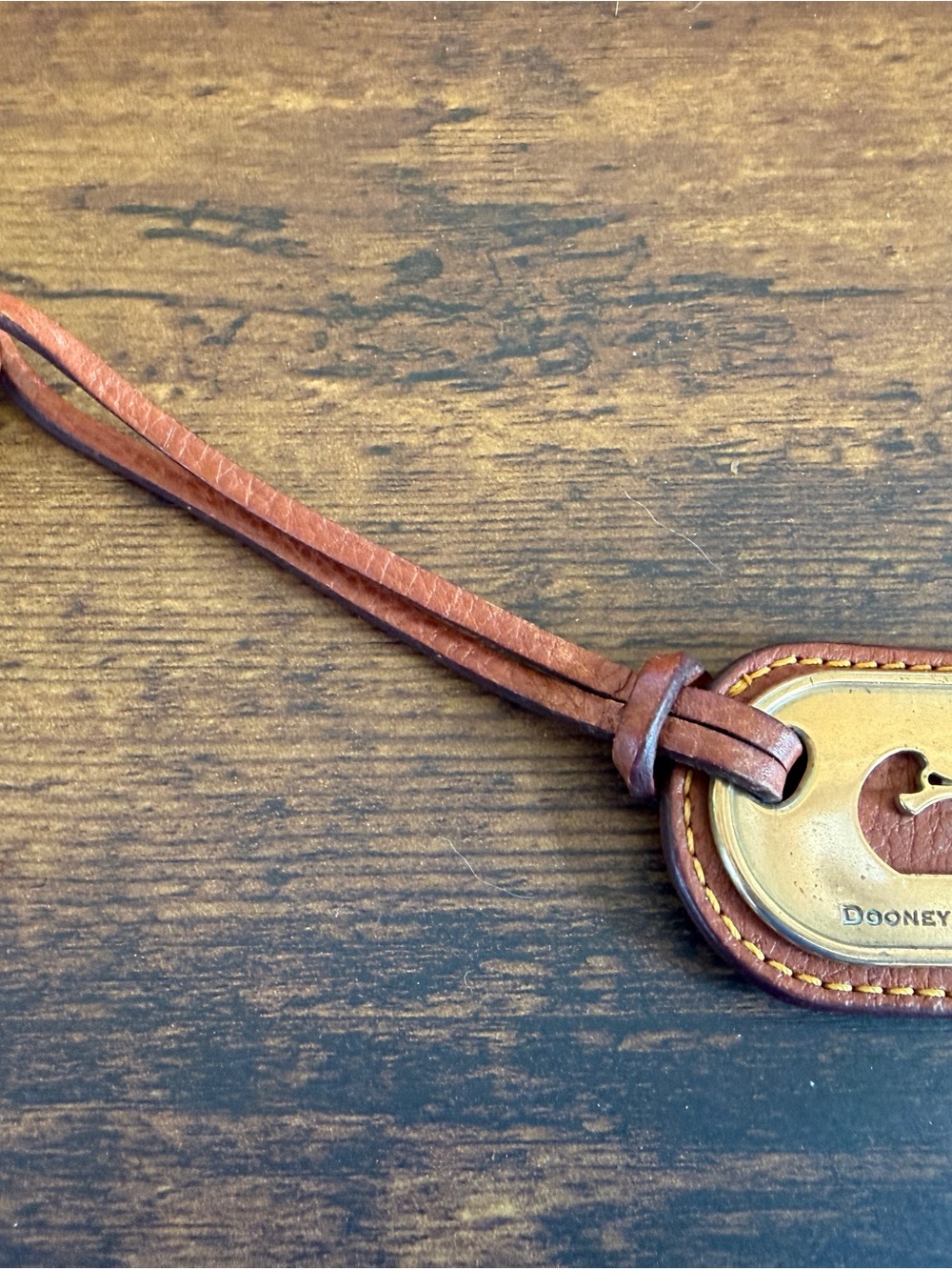 Vintage Dooney & Bourke Duck Bag Tag Leather FOB Keychain 1975
